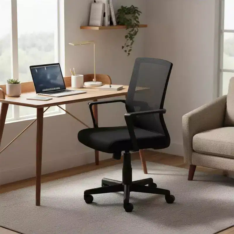 Sedia da ufficio con schienale alto in rete traspirante con braccioli regolabili 3D - Sedia da ufficio regolabile con comfort e stabilità Nera