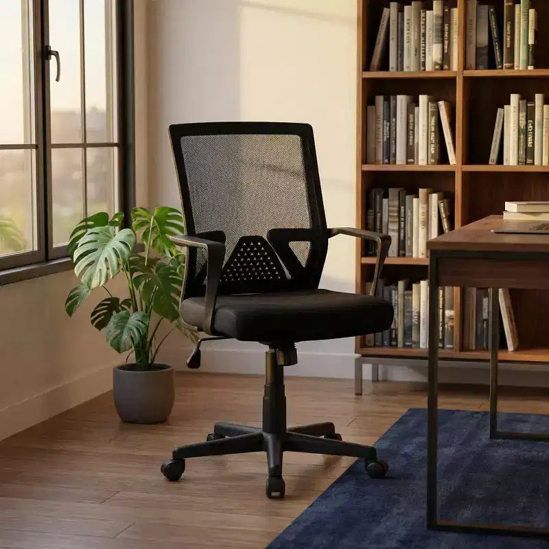 Sedia da ufficio con schienale alto in rete traspirante con braccioli regolabili 3D - Sedia da ufficio regolabile con comfort e stabilità Nera