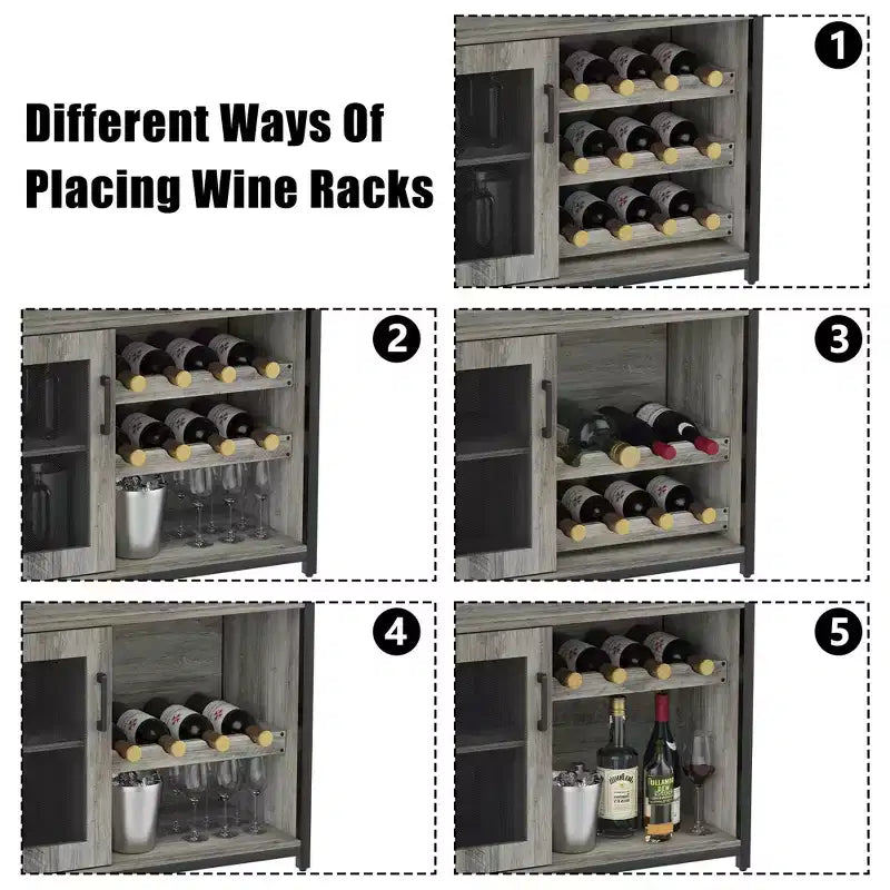 Mobiletto del vino con scomparti regolabili e rimovibili per cucina e soggiorno