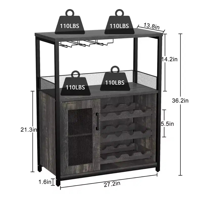 Mobiletto del vino con scomparti regolabili e rimovibili per cucina e soggiorno