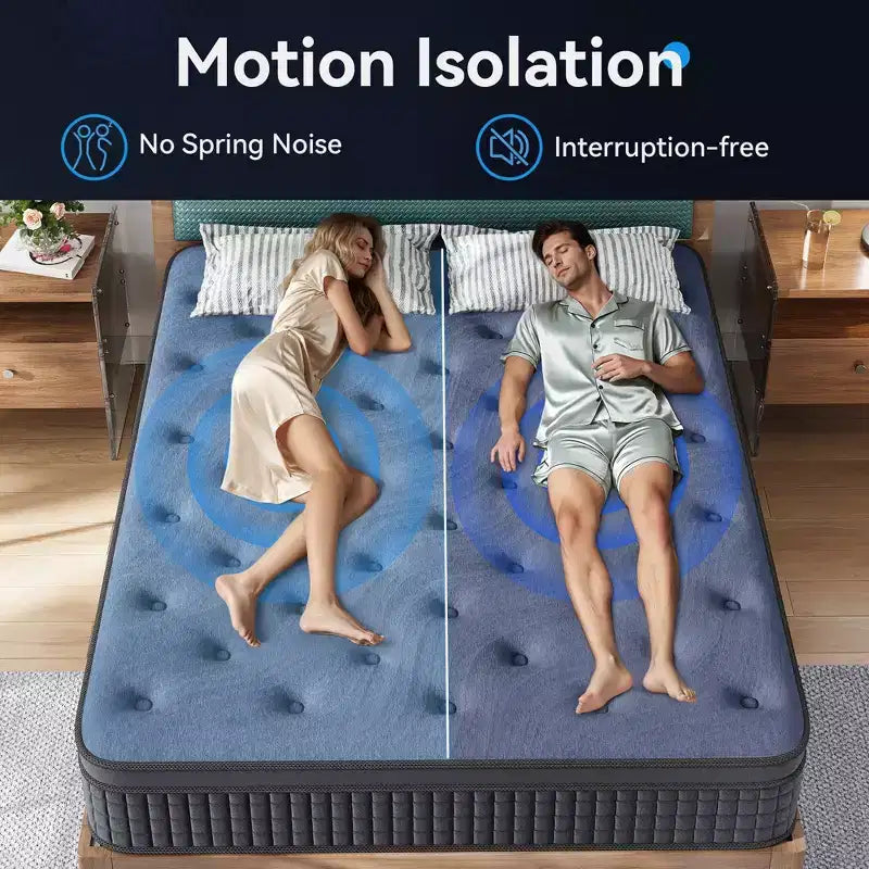 Materasso Sailvan in scatola, materasso ibrido da 12 pollici in memory foam con gel rinfrescante e molle insacchettate, rigidità media, grigio