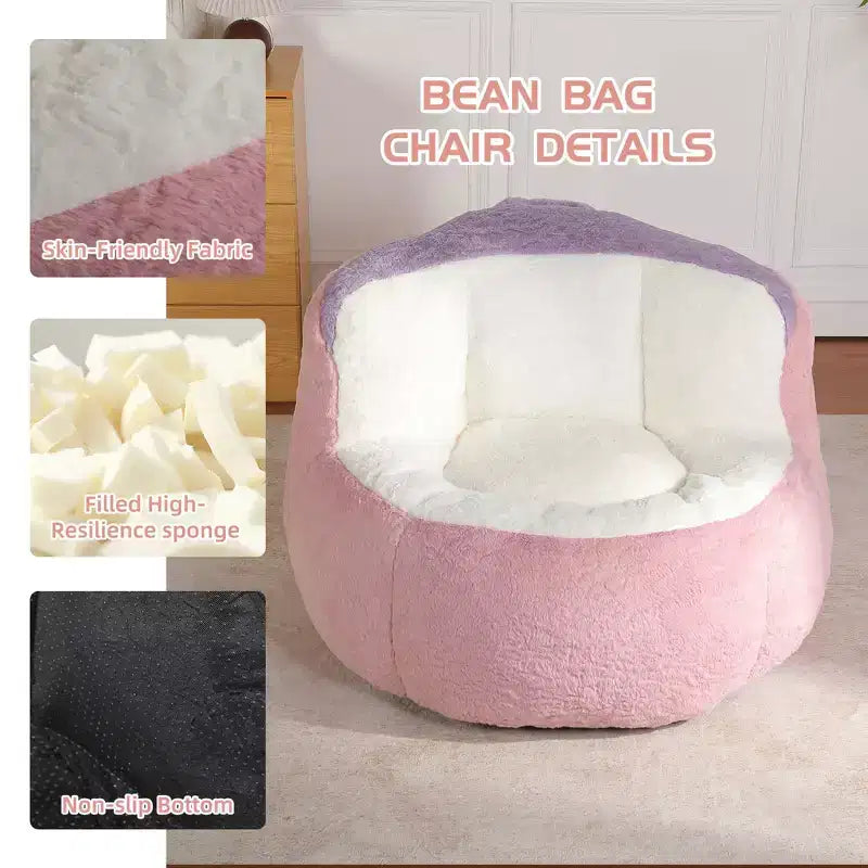 Poltrone Sacco Grandi, Divano in Ecopelliccia Multicolore Riempito con Spugna Tritata, Grande Chaise Longue per Soggiorno, Nessun Montaggio Richiesto