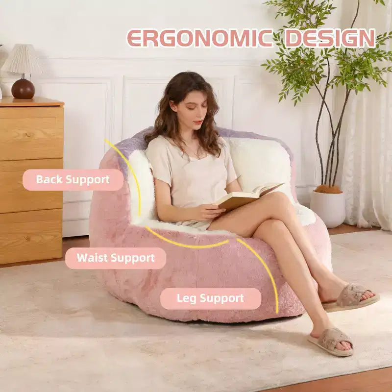 Poltrone Sacco Grandi, Divano in Ecopelliccia Multicolore Riempito con Spugna Tritata, Grande Chaise Longue per Soggiorno, Nessun Montaggio Richiesto