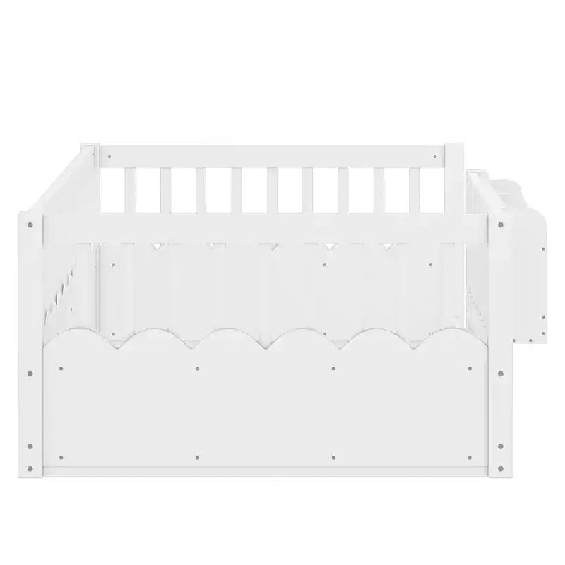 Struttura letto Montessori in legno Twin/Full/King con sponda rialzata e libreria, letto a basso profilo per bambini