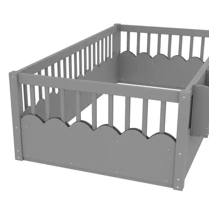 Struttura letto Montessori in legno Twin/Full/King con sponda rialzata e libreria, letto a basso profilo per bambini