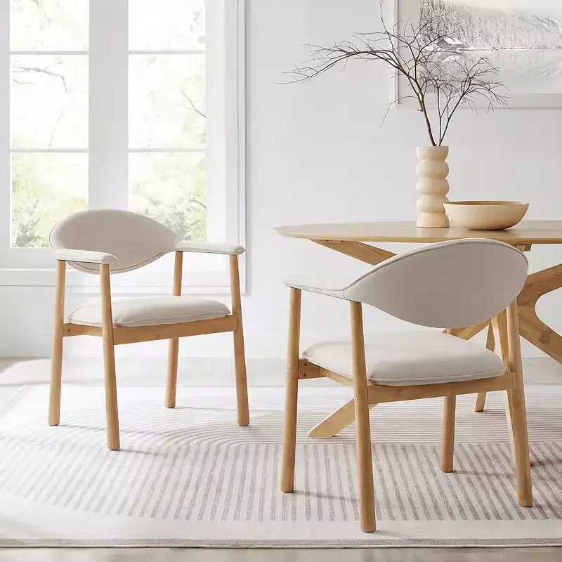Christopher Knight Home Olena, sedie da pranzo moderne in legno di gomma imbottite con schienale curvo (set da 2)