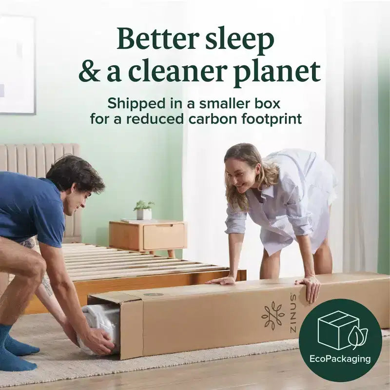 Materasso in memory foam ZINUS 6 pollici Full Green Tea, senza fibra di vetro, rigidità media, sollievo dalla pressione zonale, schiume e tessuto certificati sicuri