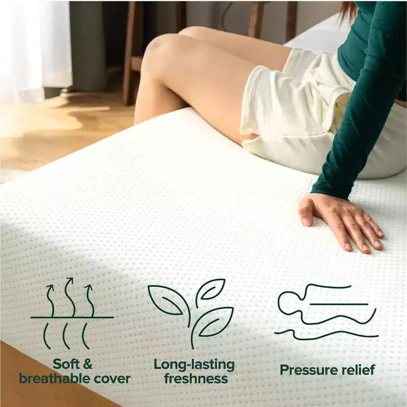 Materasso in memory foam ZINUS 6 pollici Full Green Tea, senza fibra di vetro, rigidità media, sollievo dalla pressione zonale, schiume e tessuto certificati sicuri
