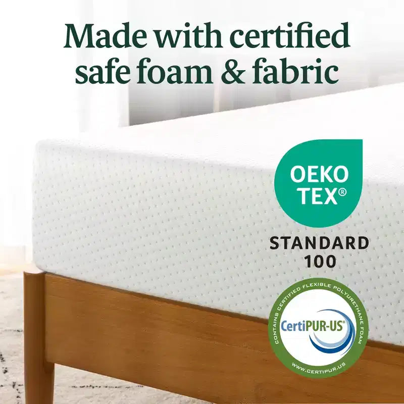 Materasso in memory foam ZINUS 6 pollici Full Green Tea, senza fibra di vetro, rigidità media, sollievo dalla pressione zonale, schiume e tessuto certificati sicuri