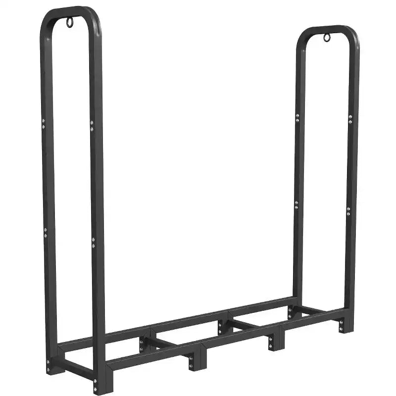 Firewood Rack Stand 4ft, Steel Log Holder, Wood Pile Storage Organizer, Adjustable Lumber Storage Stacker