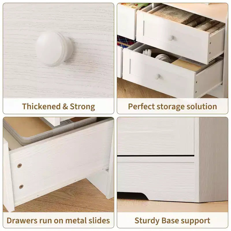 Cassettiera a 6 cassetti con luci, cassettiera in legno da 160 cm con ripiani aperti, mobile TV contenitore per soggiorno, camera da letto, ingresso
