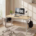 Karl Home 47.2 Computer Desk for Home Office - Study Writing Desk with Storage, Side Hooks & Adjustable Feet