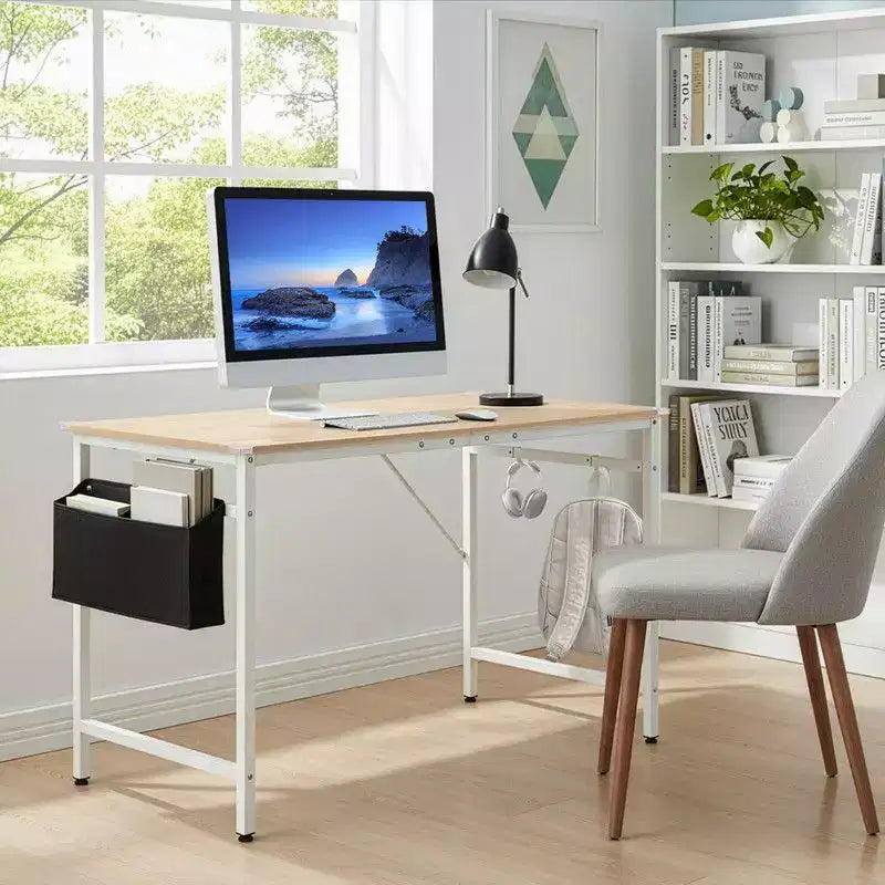 Karl Home Scrivania per computer da 47,2 pollici per ufficio domestico - Scrivania da studio con contenitore, ganci laterali e piedini regolabili