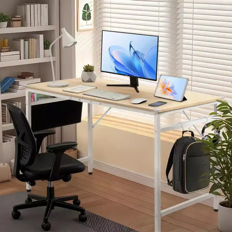 Karl Home Scrivania per computer da 47,2 pollici per ufficio domestico - Scrivania da studio con contenitore, ganci laterali e piedini regolabili