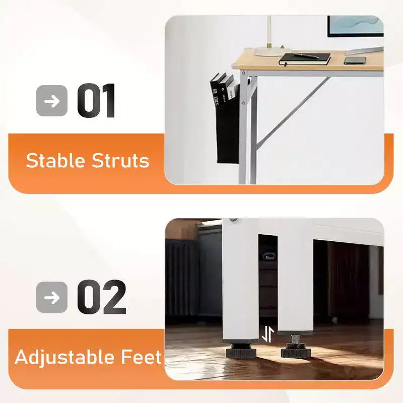 Karl Home Scrivania per computer da 47,2 pollici per ufficio domestico - Scrivania da studio con contenitore, ganci laterali e piedini regolabili