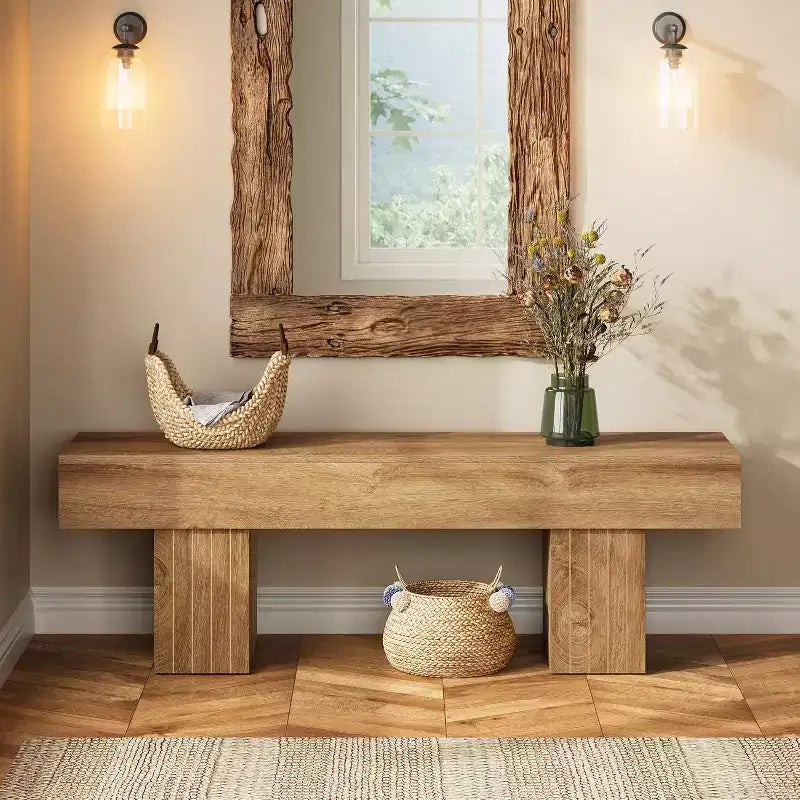Panca da Pranzo in Legno Massello Stile Rustico Moderno | Venature Naturali