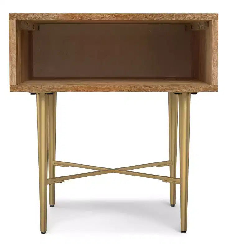 Tavolino quadrato contemporaneo Jovie in legno massello di mango, larghezza 20 pollici, colore naturale