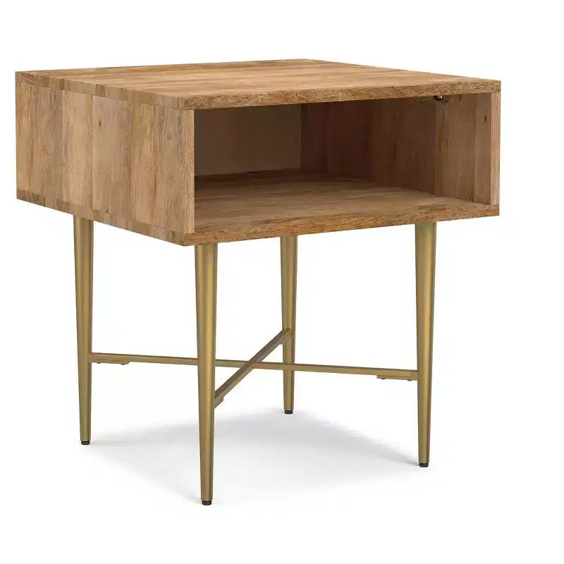 Tavolino quadrato contemporaneo Jovie in legno massello di mango, larghezza 20 pollici, colore naturale