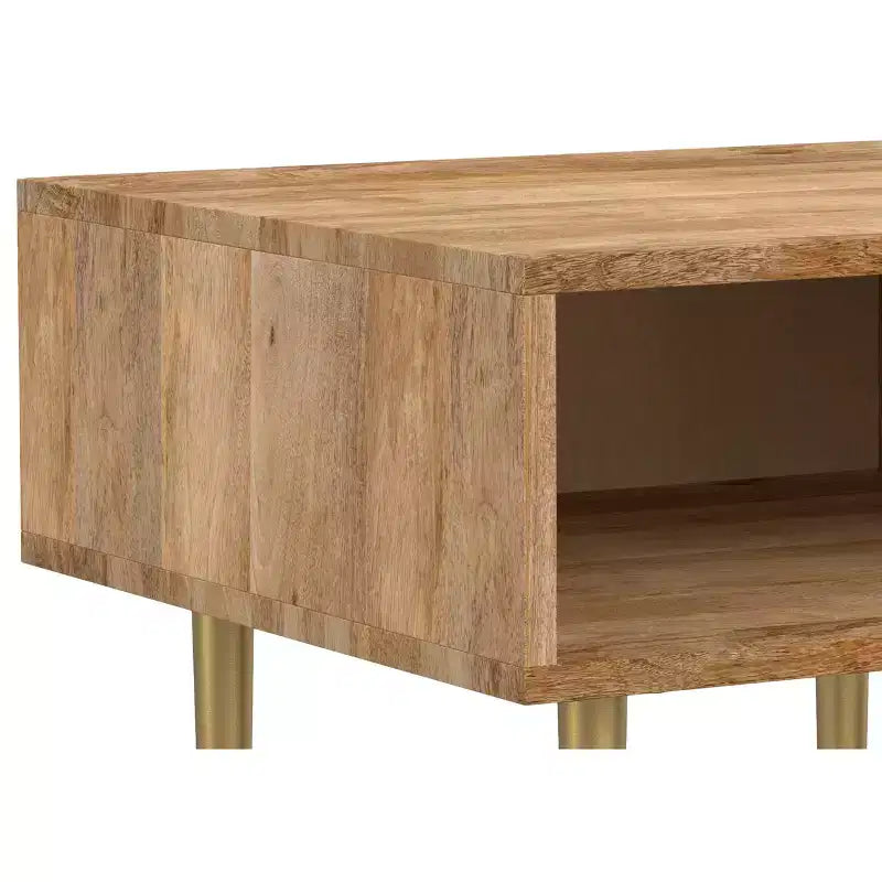 Tavolino quadrato contemporaneo Jovie in legno massello di mango, larghezza 20 pollici, colore naturale