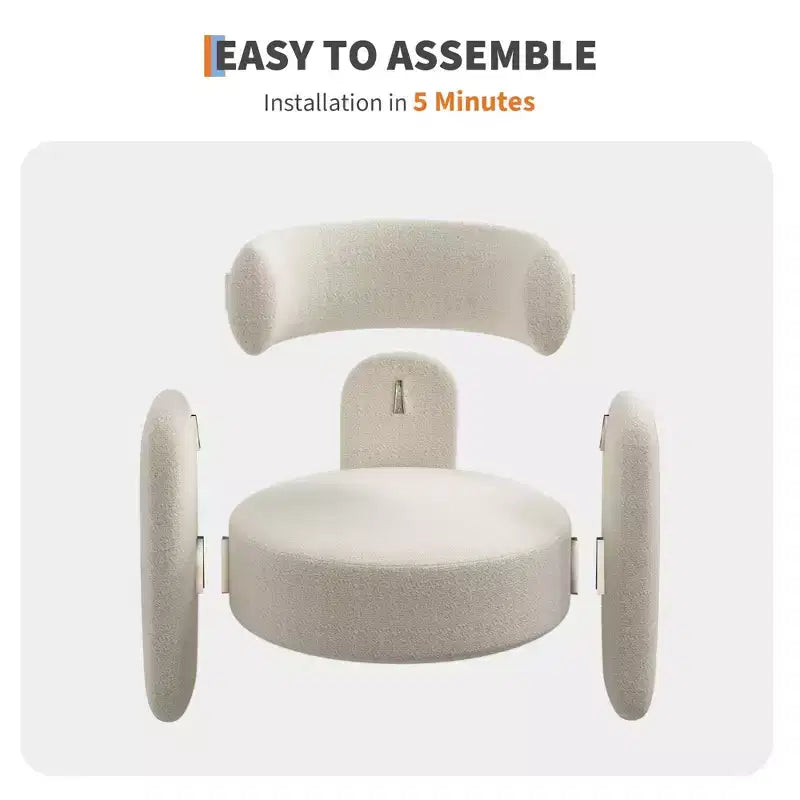 Poltrona d'accento Coolmee moderna in ciniglia, tappezzeria di metà secolo, angoli arrotondati per soggiorno, camera da letto, ufficio o caffèBeige