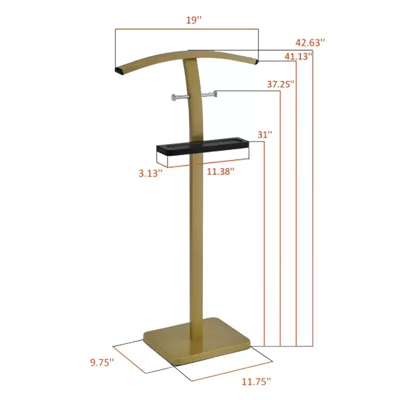 Kings Brand Furniture Valet Stand, Design Moderno a T con Vassoio Porta Accessori e Gancio Inferiore per Camera da Letto e Armadio