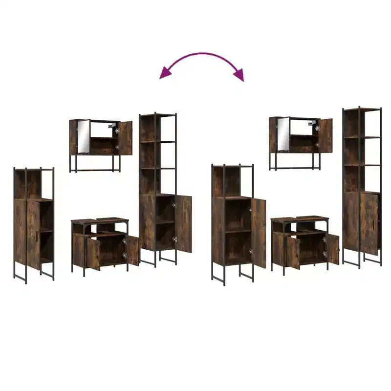 Set Mobili da Bagno con Mensola 4 pz Legno Ingegnerizzato Contenitore Moderno