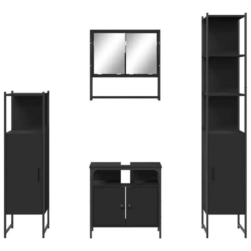 Set Mobili da Bagno con Mensola 4 pz Legno Ingegnerizzato Contenitore Moderno