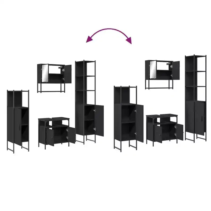 Set Mobili da Bagno con Mensola 4 pz Legno Ingegnerizzato Contenitore Moderno