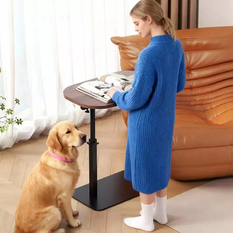 COZONY Tavolino Laterale Regolabile a C con Vassoio Girevole, Scrivania Pieghevole per Laptop per Divano Letto