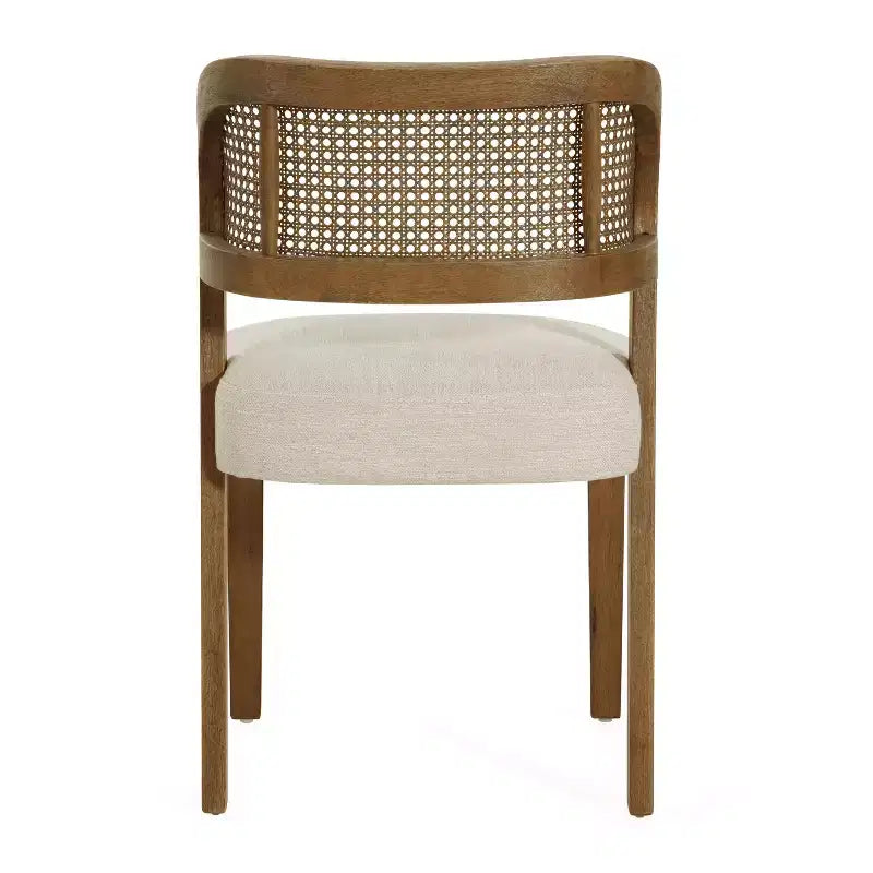 Christopher Knight Home Meera - Sedie da pranzo imbottite in legno di gomma in stile rustico con schienale curvo in rattan naturale (set da 2)