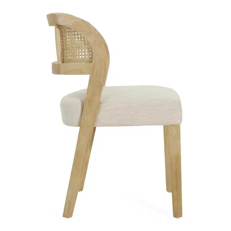 Christopher Knight Home Meera - Sedie da pranzo imbottite in legno di gomma in stile rustico con schienale curvo in rattan naturale (set da 2)