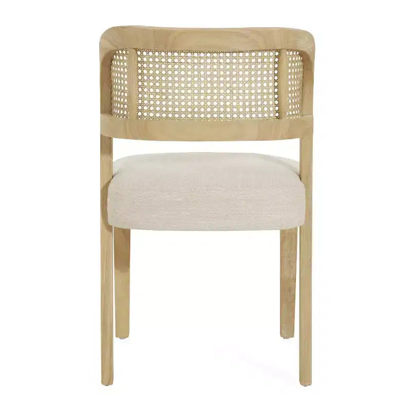 Christopher Knight Home Meera - Sedie da pranzo imbottite in legno di gomma in stile rustico con schienale curvo in rattan naturale (set da 2)