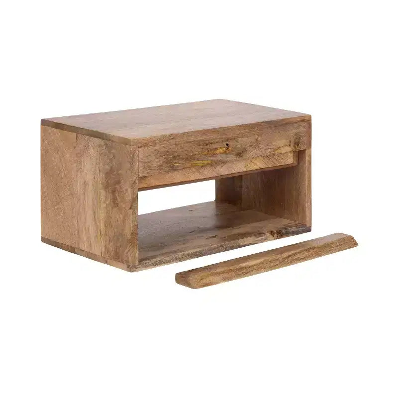 Tavolino flottante in legno Kate and Laurel Reid con vano a giorno, 18x10x9, Naturale