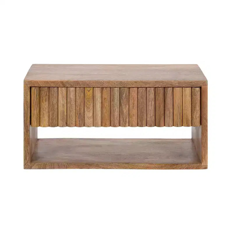 Tavolino flottante in legno Kate and Laurel Reid con vano a giorno, 18x10x9, Naturale