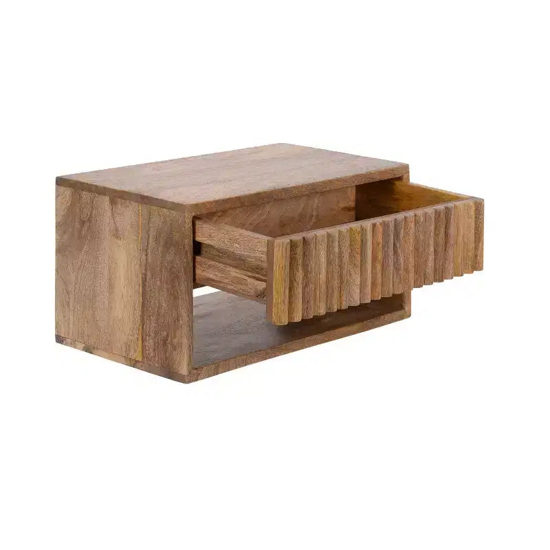 Tavolino flottante in legno Kate and Laurel Reid con vano a giorno, 18x10x9, Naturale