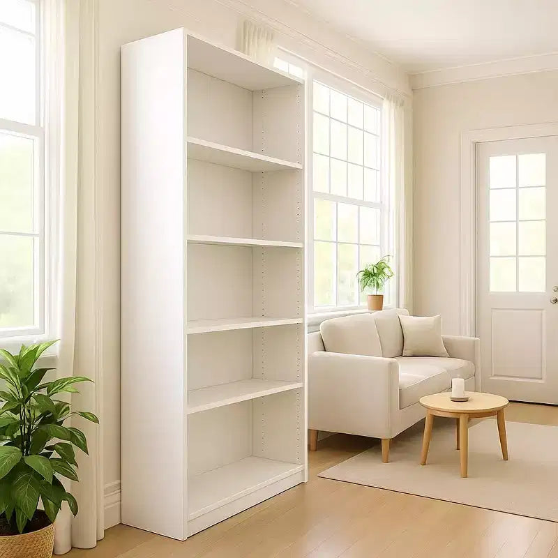 Scaffale a 5 ripiani con armadietto - Libreria aperta a 5 ripiani con kit di sicurezza antiribaltamento per soggiorno, ufficio e camera da letto