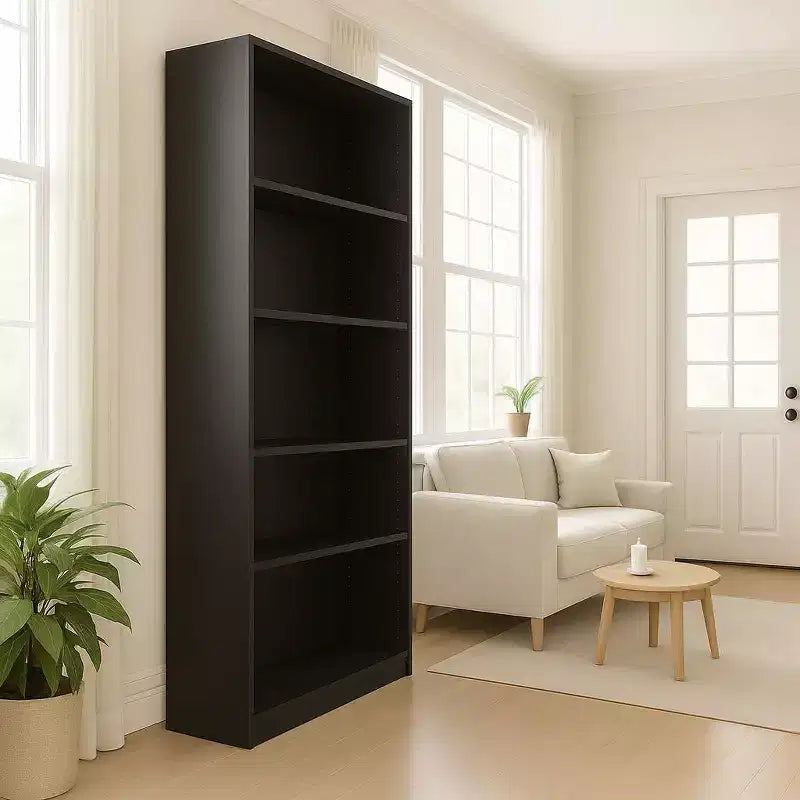 Scaffale a 5 ripiani con armadietto - Libreria aperta a 5 ripiani con kit di sicurezza antiribaltamento per soggiorno, ufficio e camera da letto