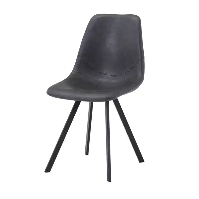 Sedia da pranzo moderna in pelle LeisureMod Markley con sedile imbottito e gambe in metallo, design elegante per cucina, sala da pranzo, ufficio, salotto o bar