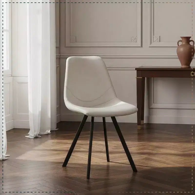 Sedia da pranzo moderna in pelle LeisureMod Markley con sedile imbottito e gambe in metallo, design elegante per cucina, sala da pranzo, ufficio, salotto o bar