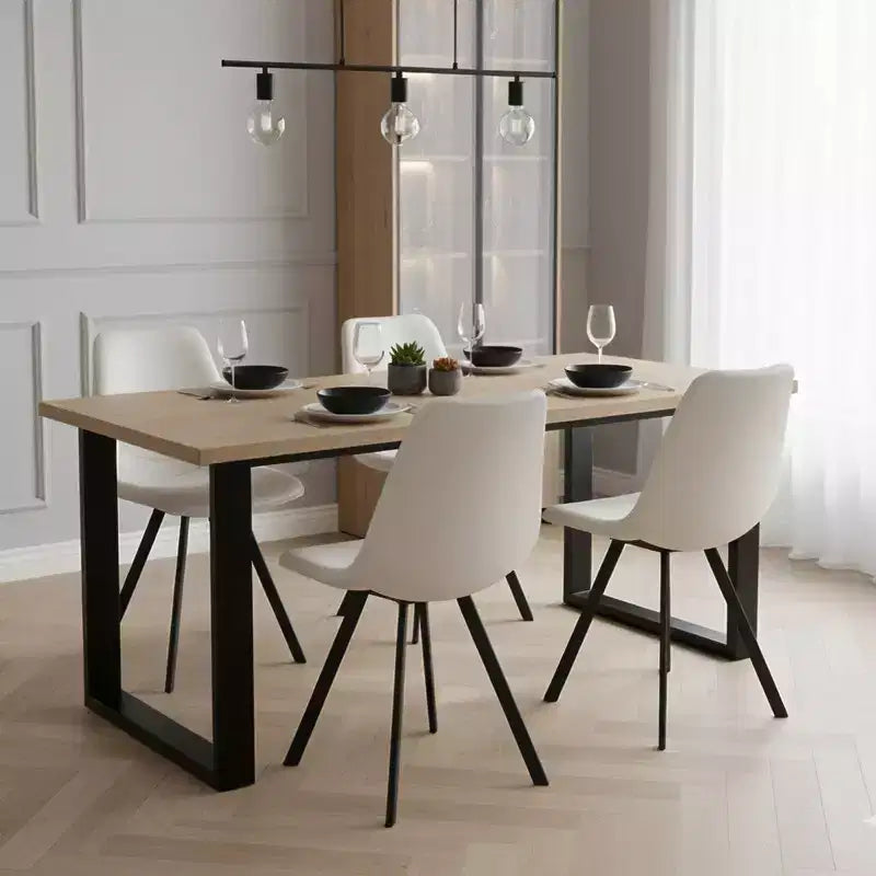 Sedia da pranzo moderna in pelle LeisureMod Markley con sedile imbottito e gambe in metallo, design elegante per cucina, sala da pranzo, ufficio, salotto o bar