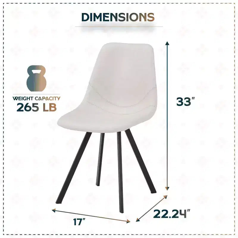 Sedia da pranzo moderna in pelle LeisureMod Markley con sedile imbottito e gambe in metallo, design elegante per cucina, sala da pranzo, ufficio, salotto o bar