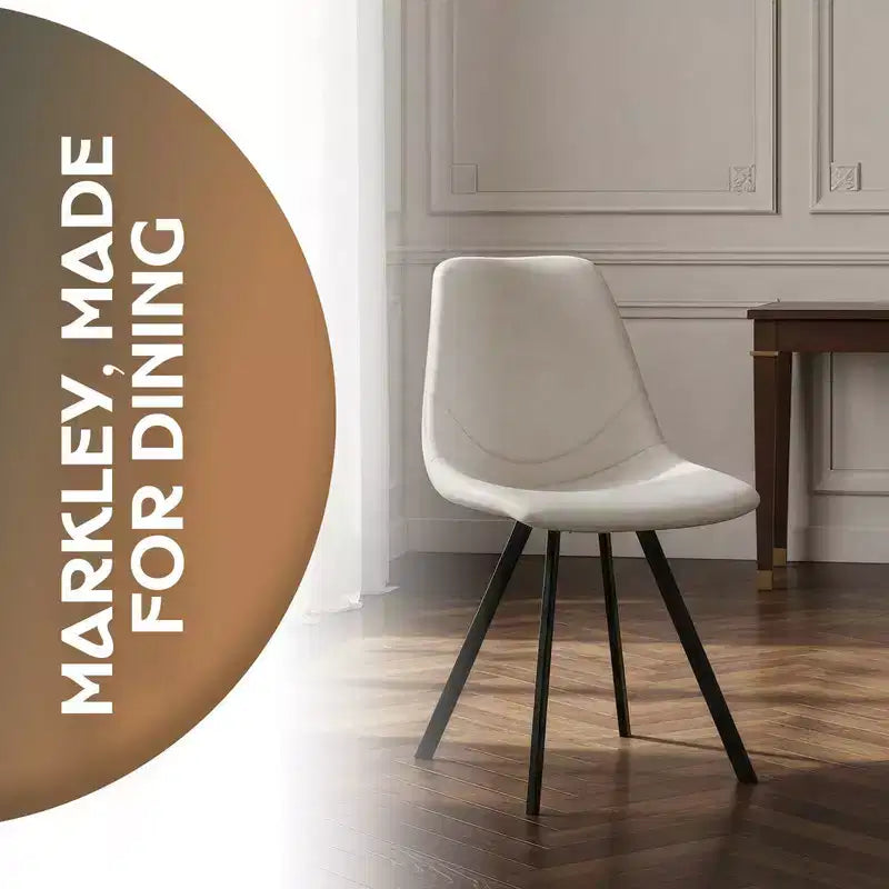 Sedia da pranzo moderna in pelle LeisureMod Markley con sedile imbottito e gambe in metallo, design elegante per cucina, sala da pranzo, ufficio, salotto o bar