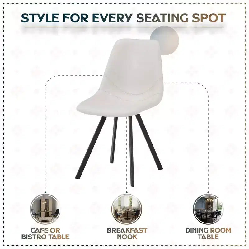Sedia da pranzo moderna in pelle LeisureMod Markley con sedile imbottito e gambe in metallo, design elegante per cucina, sala da pranzo, ufficio, salotto o bar