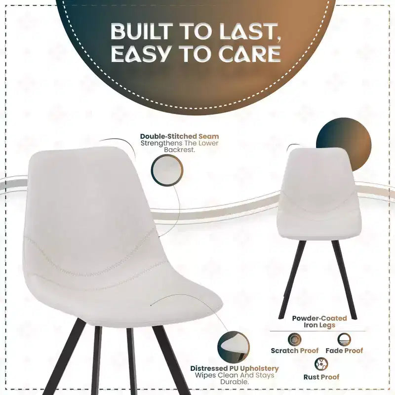 Sedia da pranzo moderna in pelle LeisureMod Markley con sedile imbottito e gambe in metallo, design elegante per cucina, sala da pranzo, ufficio, salotto o bar