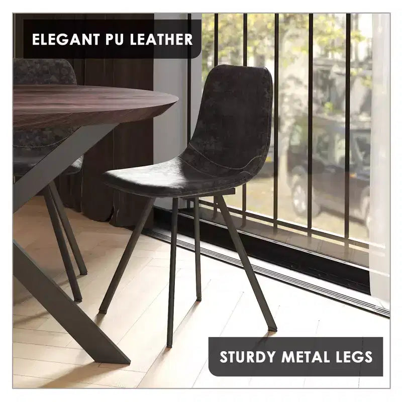 Sedia da pranzo moderna in pelle LeisureMod Markley con sedile imbottito e gambe in metallo, design elegante per cucina, sala da pranzo, ufficio, salotto o bar