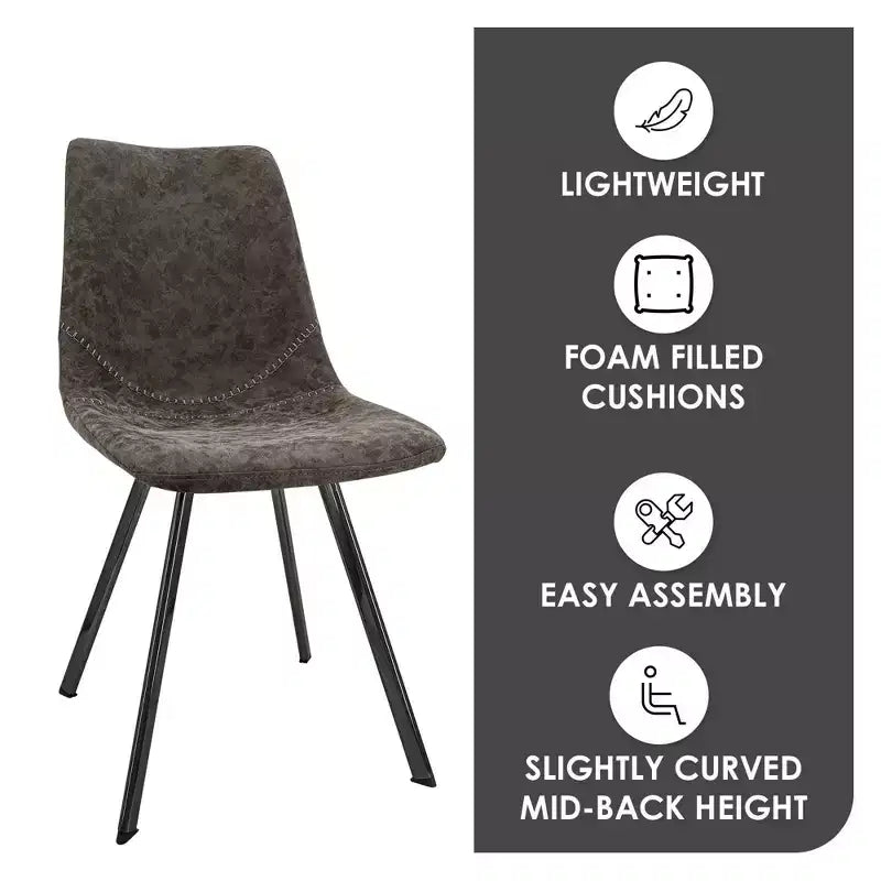 Sedia da pranzo moderna in pelle LeisureMod Markley con sedile imbottito e gambe in metallo, design elegante per cucina, sala da pranzo, ufficio, salotto o bar