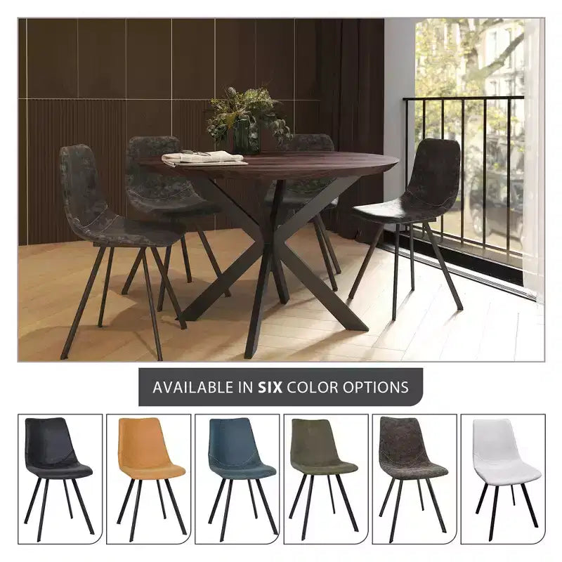 Sedia da pranzo moderna in pelle LeisureMod Markley con sedile imbottito e gambe in metallo, design elegante per cucina, sala da pranzo, ufficio, salotto o bar