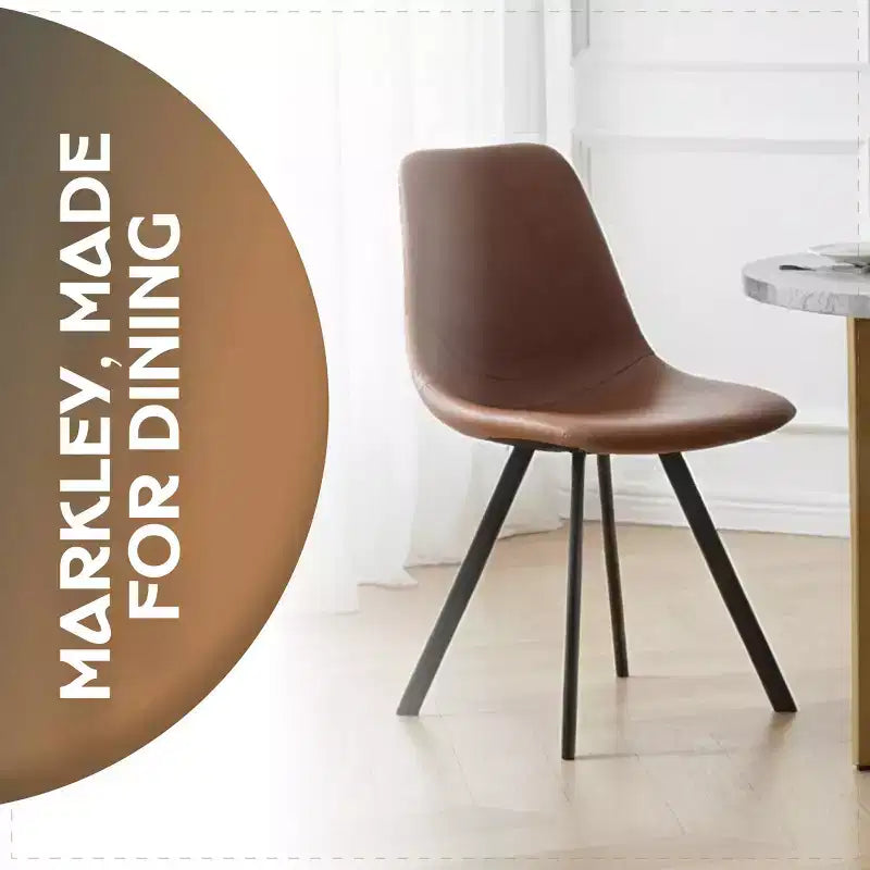 Sedia da pranzo moderna in pelle LeisureMod Markley con sedile imbottito e gambe in metallo, design elegante per cucina, sala da pranzo, ufficio, salotto o bar