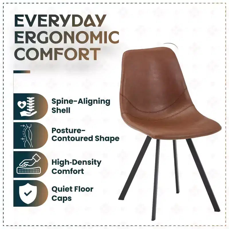 Sedia da pranzo moderna in pelle LeisureMod Markley con sedile imbottito e gambe in metallo, design elegante per cucina, sala da pranzo, ufficio, salotto o bar