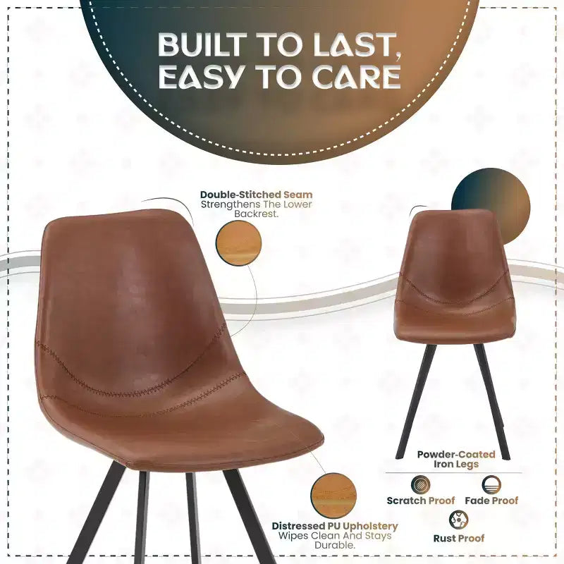 Sedia da pranzo moderna in pelle LeisureMod Markley con sedile imbottito e gambe in metallo, design elegante per cucina, sala da pranzo, ufficio, salotto o bar